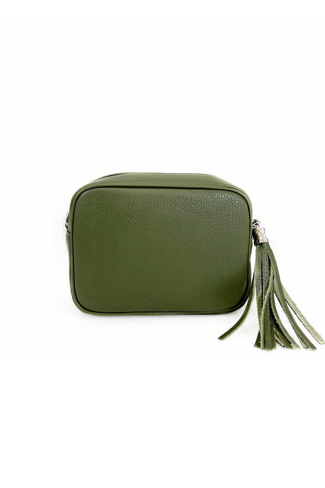 Tassel Charm Genuine Italian Leather Camera Handbag Crossbody Bag - Dark Green image
