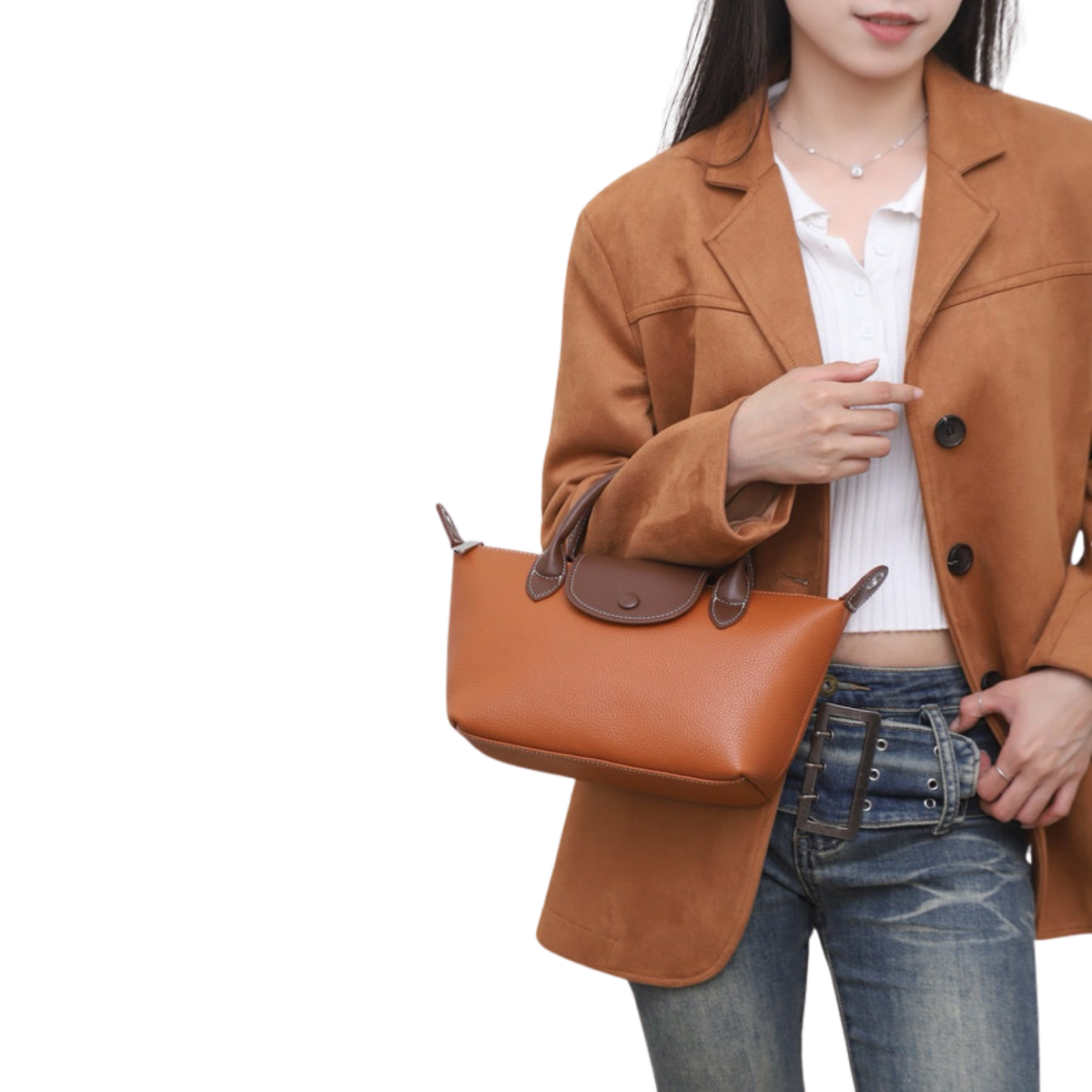 Top Handle Detachable Strap Genuine Leather Shoulder Bag image 4
