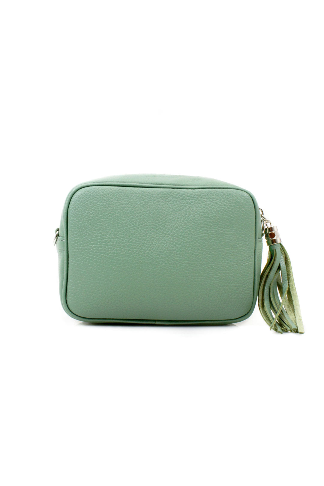 Tassel Charm Genuine Italian Leather Camera Handbag Crossbody Bag - MINT GREEN image