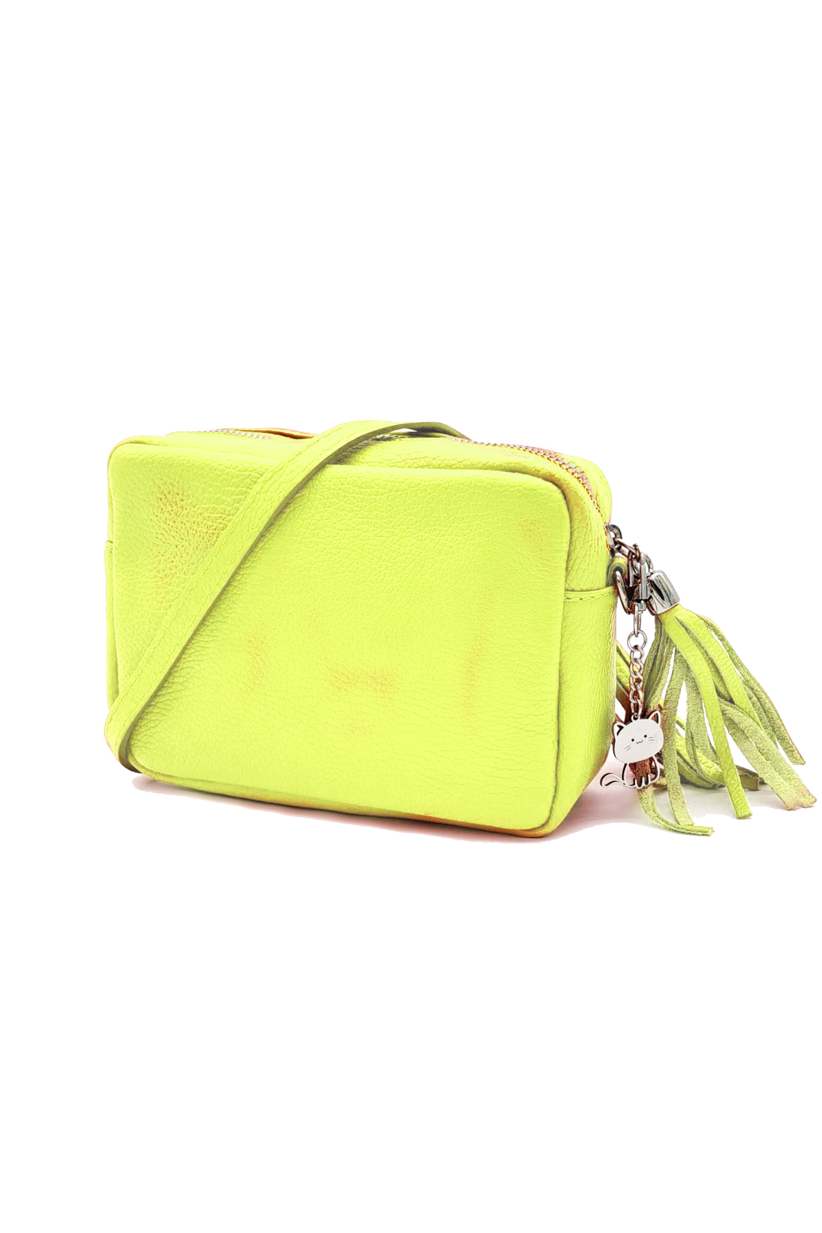 Mini Tassel Italian Genuine Leather Purse Crossbody Bag With Tassel - Light Yellow image