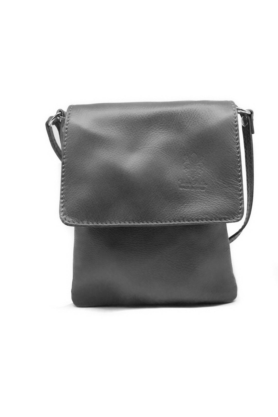 Stylish Flap Small Genuine Italian Leather Crossbody Bag - Black image