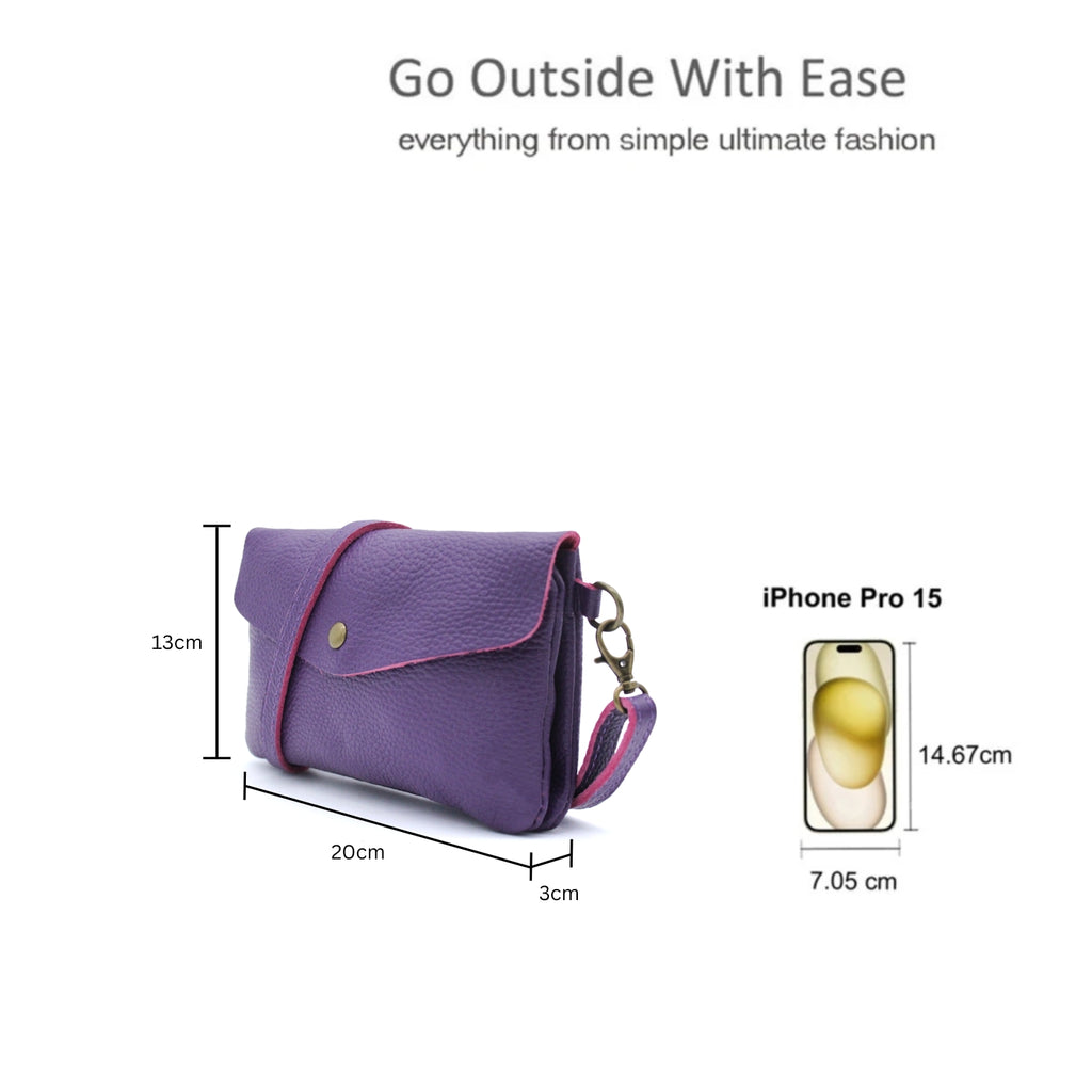 Genuine Leather Small Crossbody Purse with Double Compartments image 1