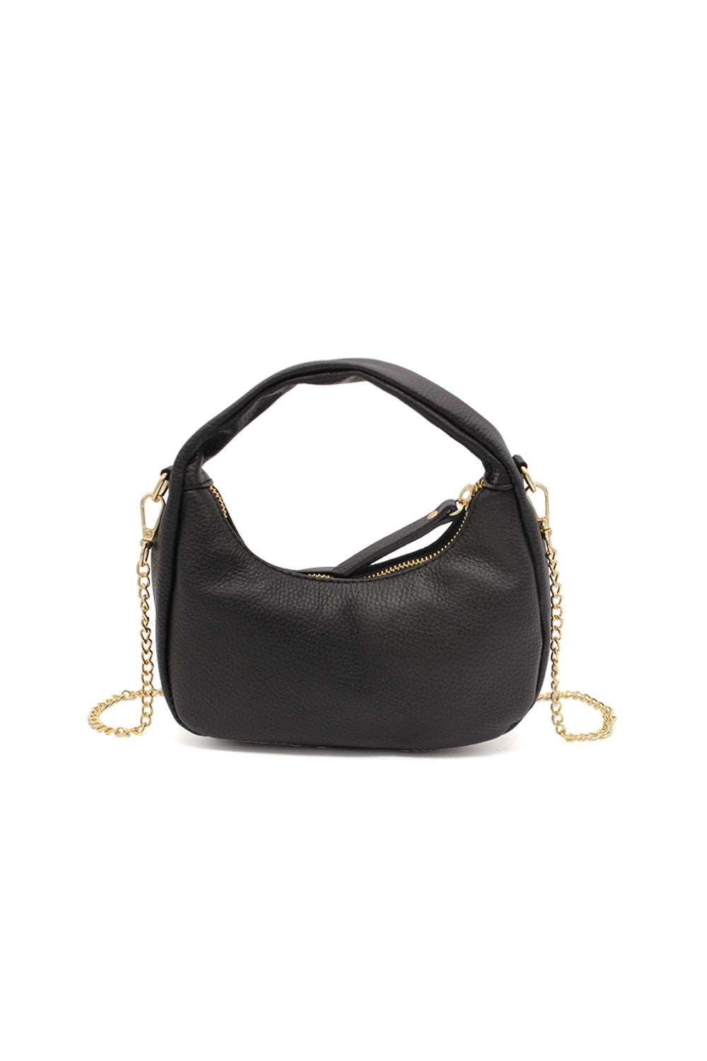 Chic Genuine Italian Leather Crossbody Bag with Elegant Chain Strap - Black image