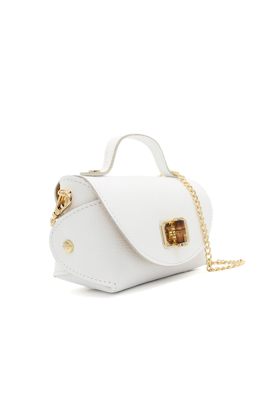Genuine Italian Leather Crossbody Bag with Chain Strap and Twist Lock Closure image 18