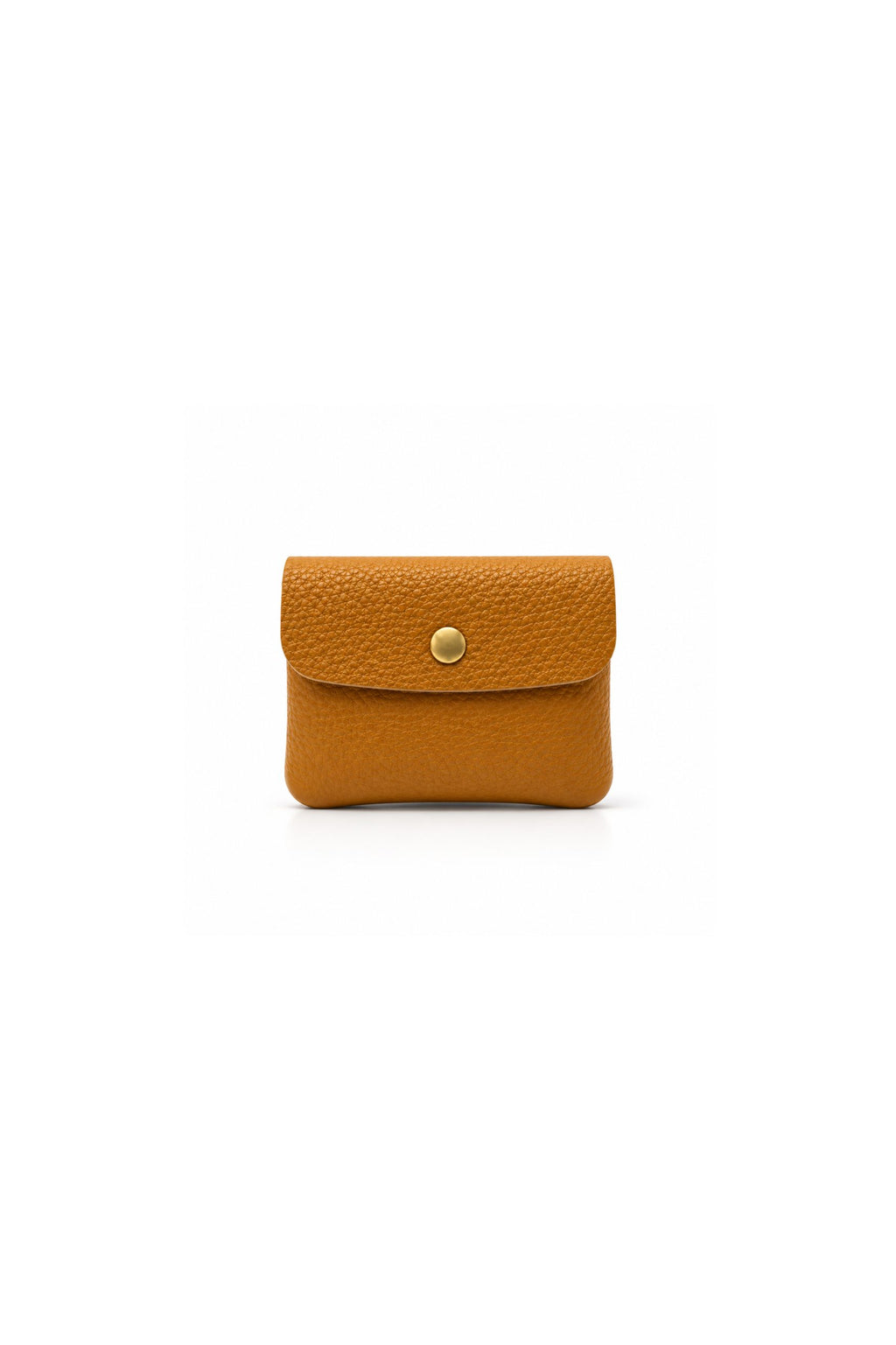 Genuine Italian Leather Compact Coin Purse with Snap Closure - Brown image