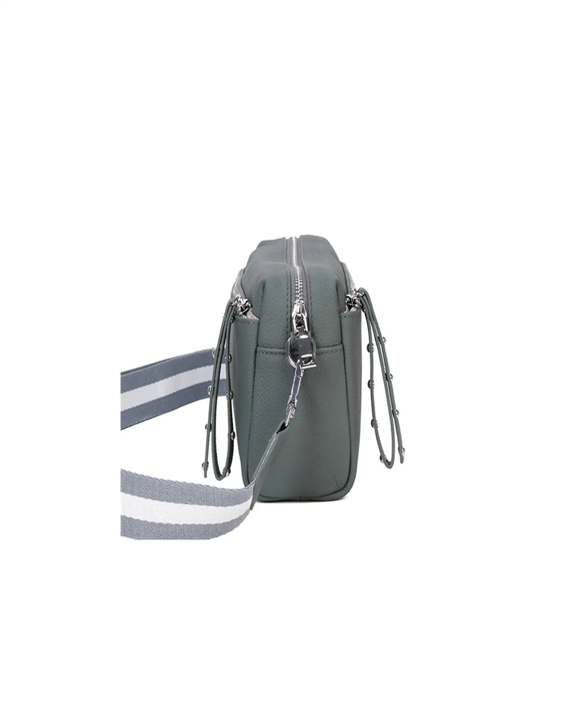 Metal Accents Genuine Leather Rectangular Crossbody Bag image 2