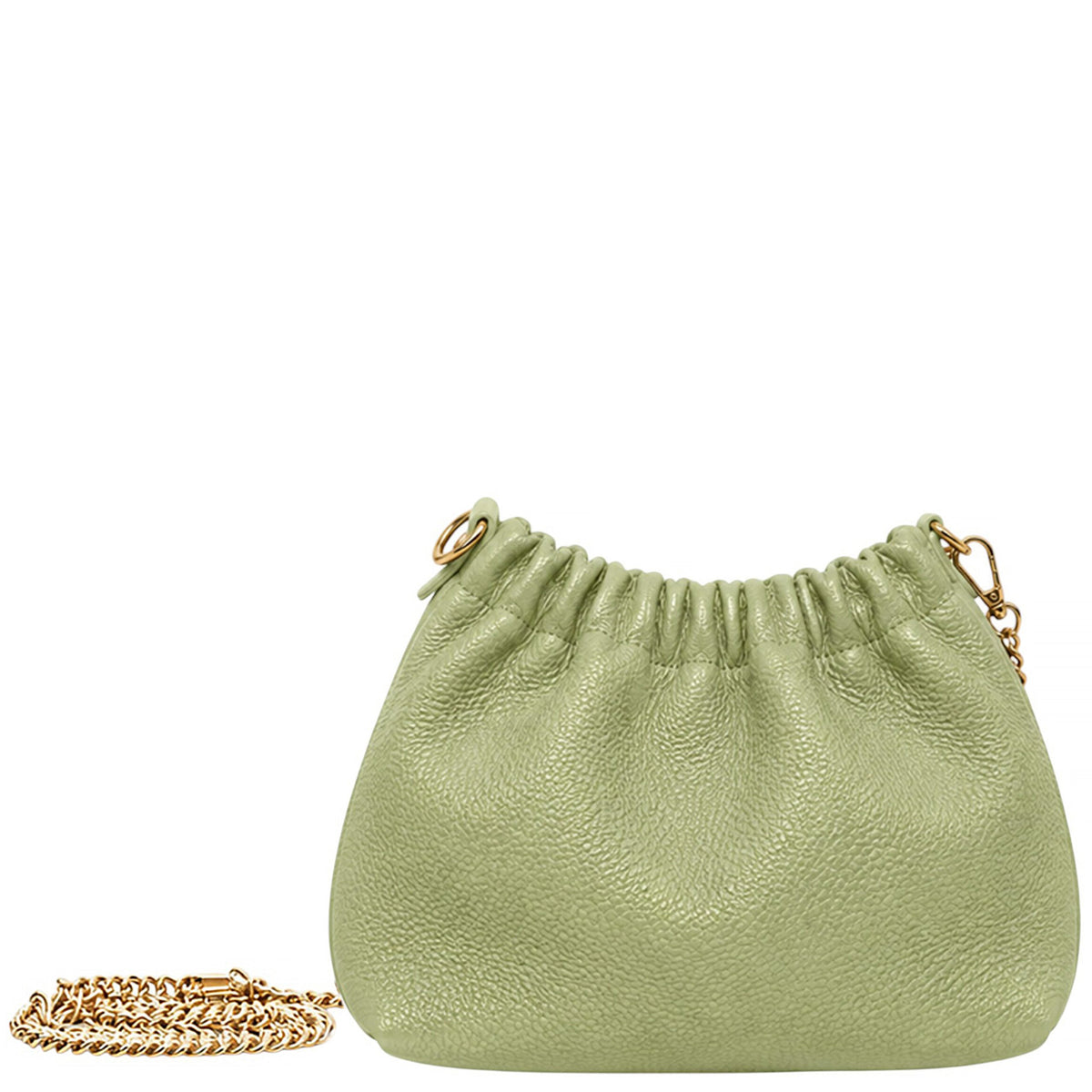 Elegant Genuine Italian Grained Leather Pouch Clutch Bag - MOSS GREEN image