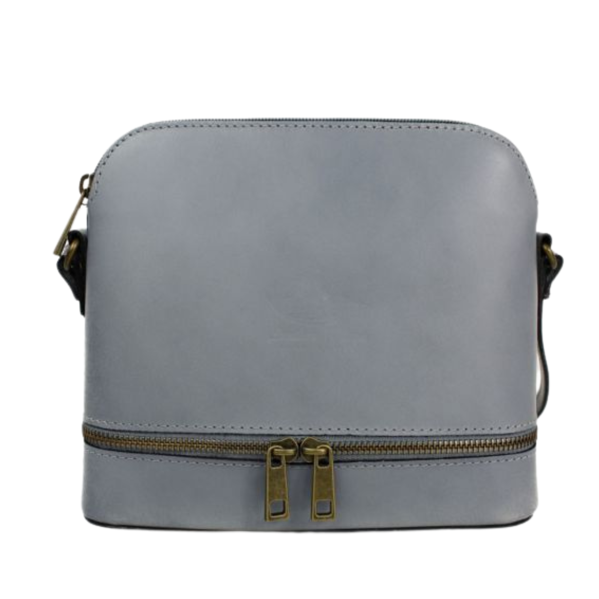 Stylish Zipper Detail Genuine Leather Crossbody Bag - LIGHT GREY image