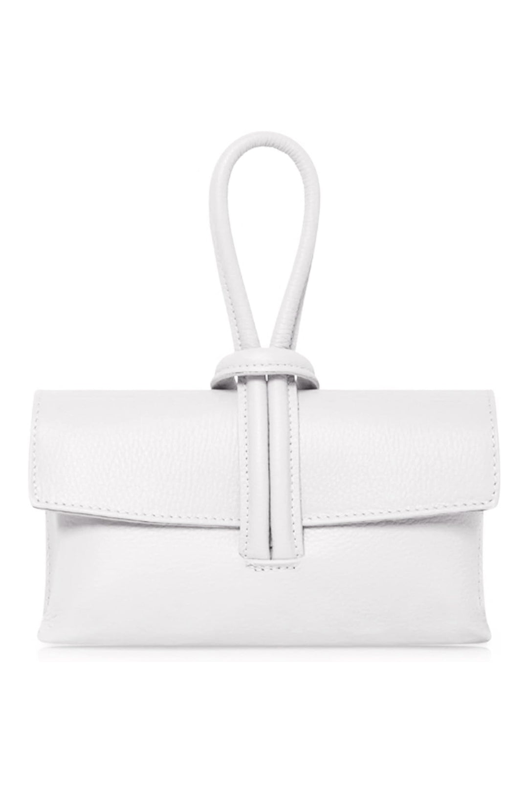Genuine Italian Leather Small Clutch Crossbody Bag - White image