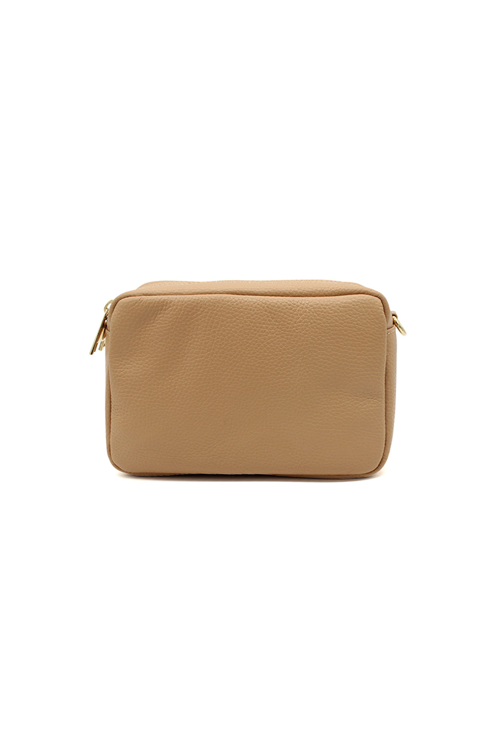 Italian Genuine Leather Crossbody Bag with Double Zipper Compartments - Khaki image