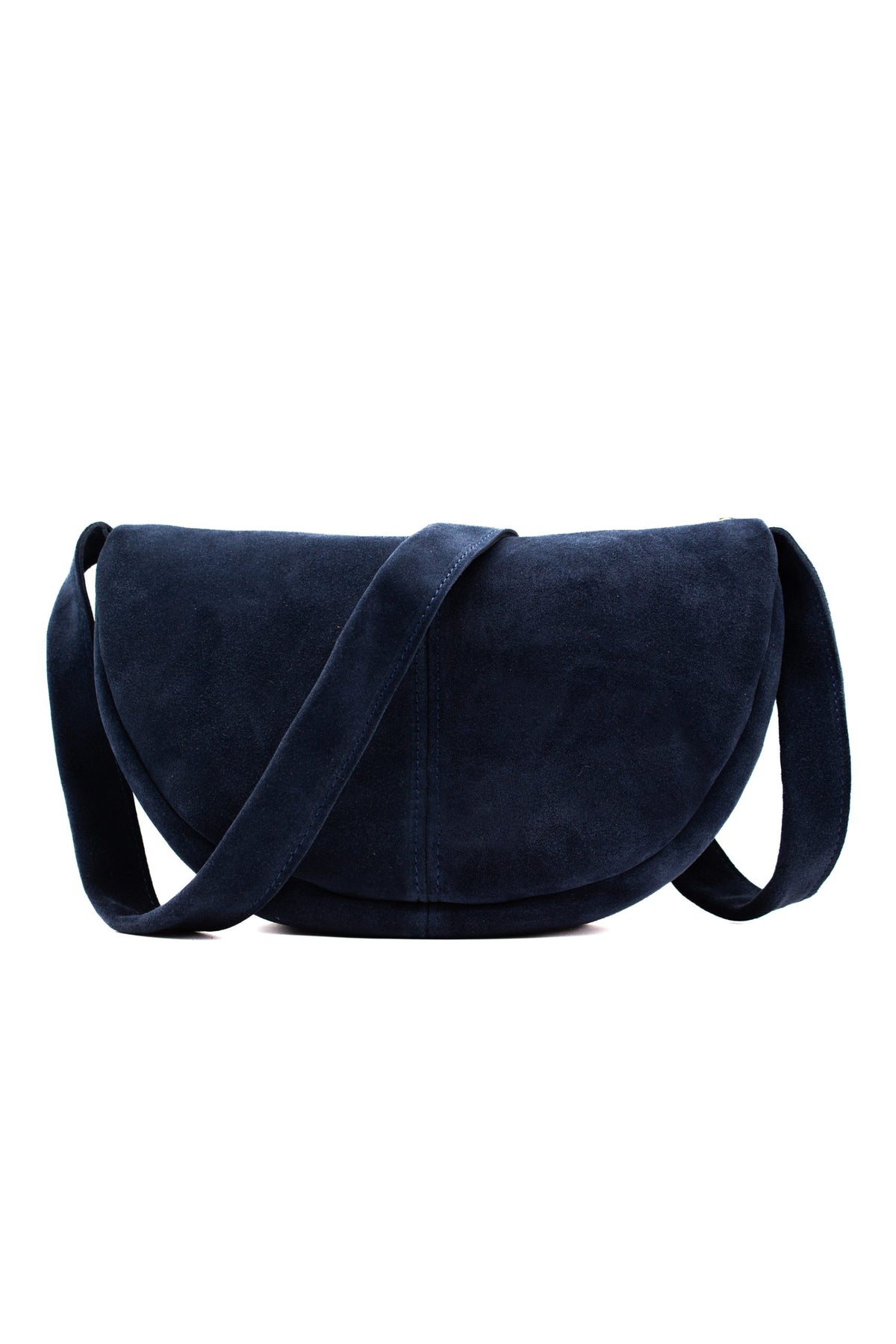 Italian Fashion Suede Leather Shopper Tote Shoulder Bag - BLUE image