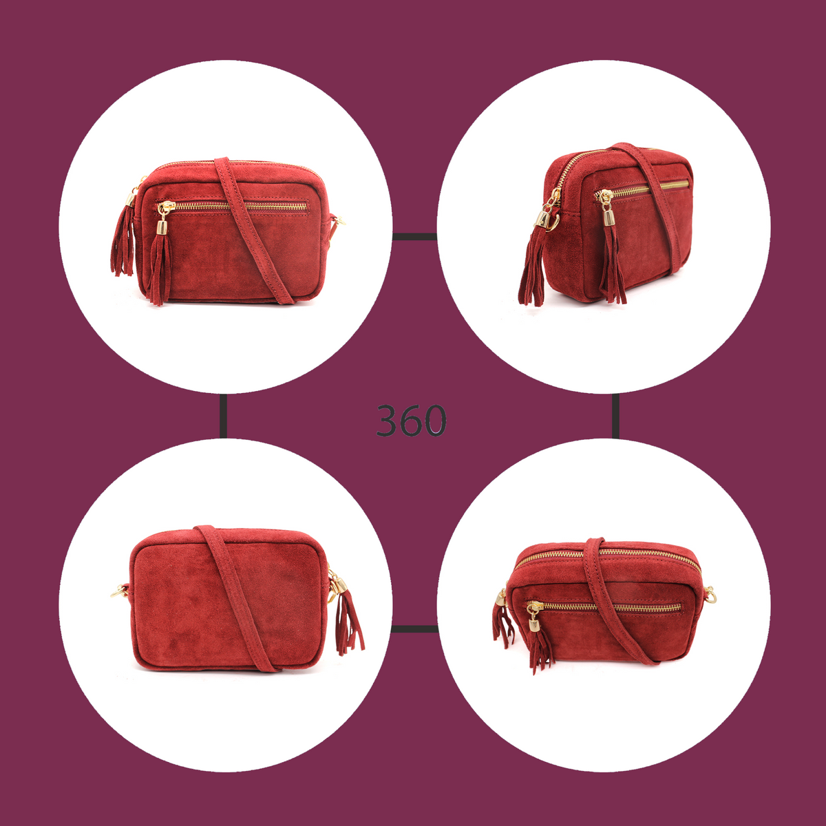 Casual Italian Genuine Suede Crossbody Bag with Tassel Zipper Closure image 17