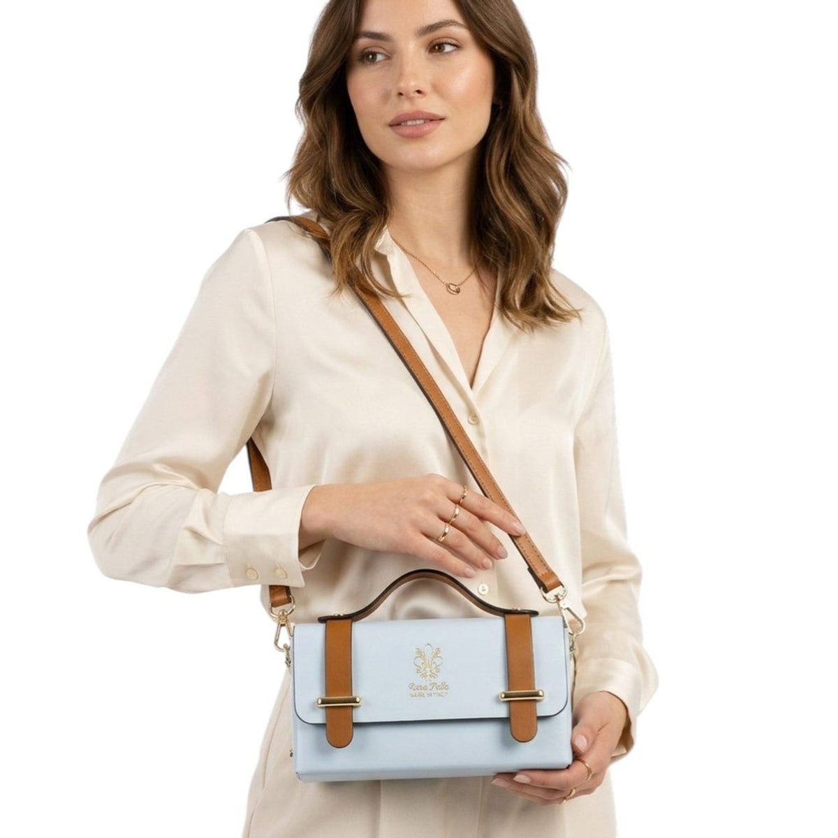 Genuine Italian Leather Structured Crossbody Mini Bag image 3