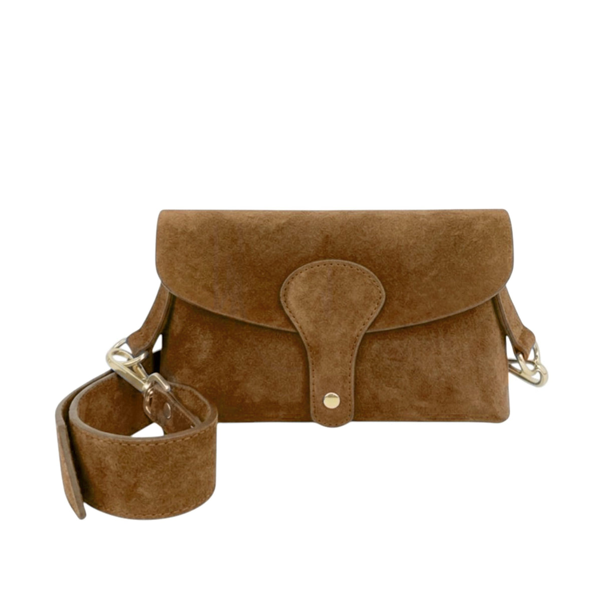 Suede Leather Magnetic Flap Small Crossbody Shoulder Bag - BROWN image
