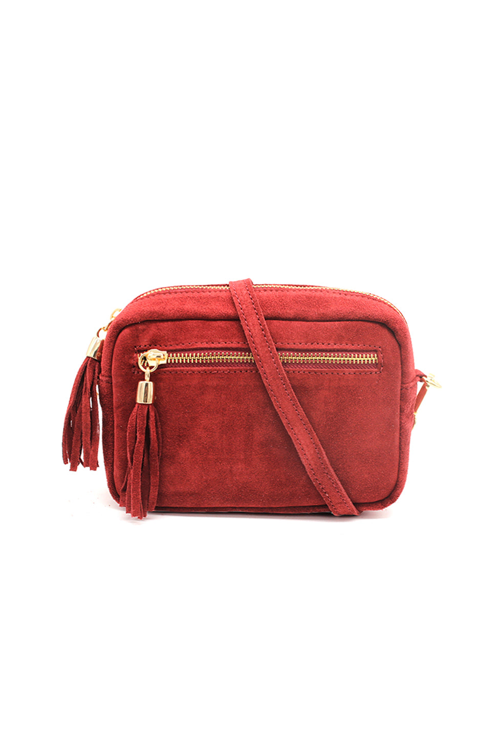Casual Italian Genuine Suede Crossbody Bag with Tassel Zipper Closure image 0