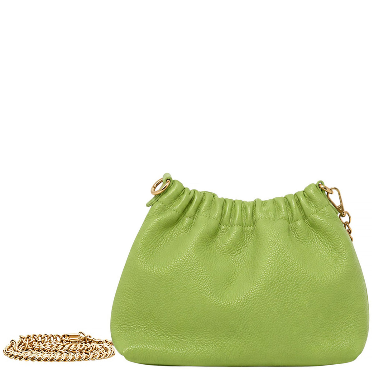 Elegant Genuine Italian Grained Leather Pouch Clutch Bag - LIME GREEN image