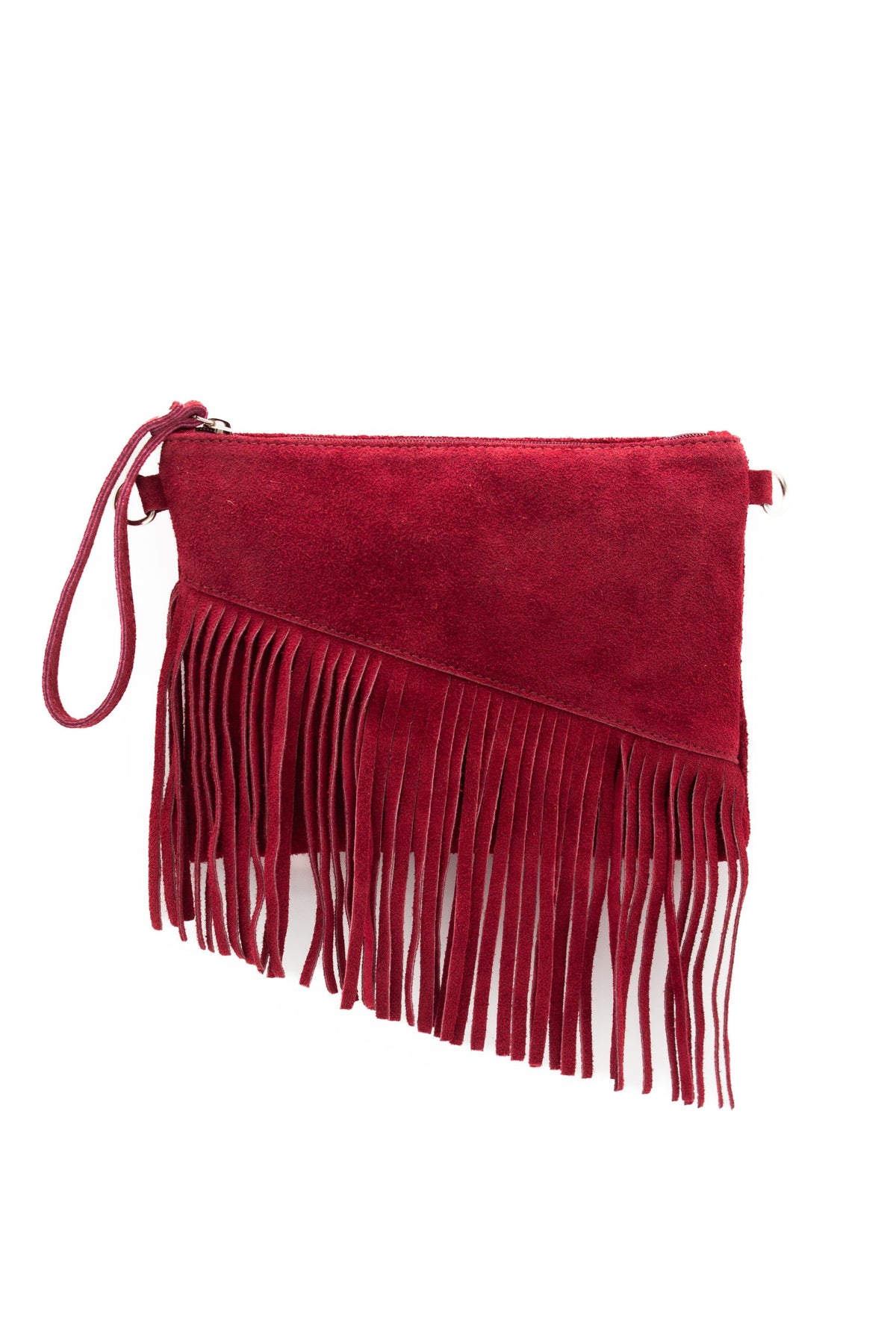 Small Multi-Functionla Fringe Italian Suede Leather Wristlet Purse Bag Crossobody Handbag image 1