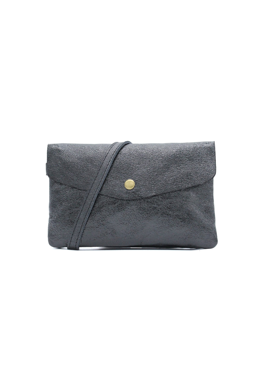 Genuine Leather Small Crossbody Purse with Double Compartments - Black image