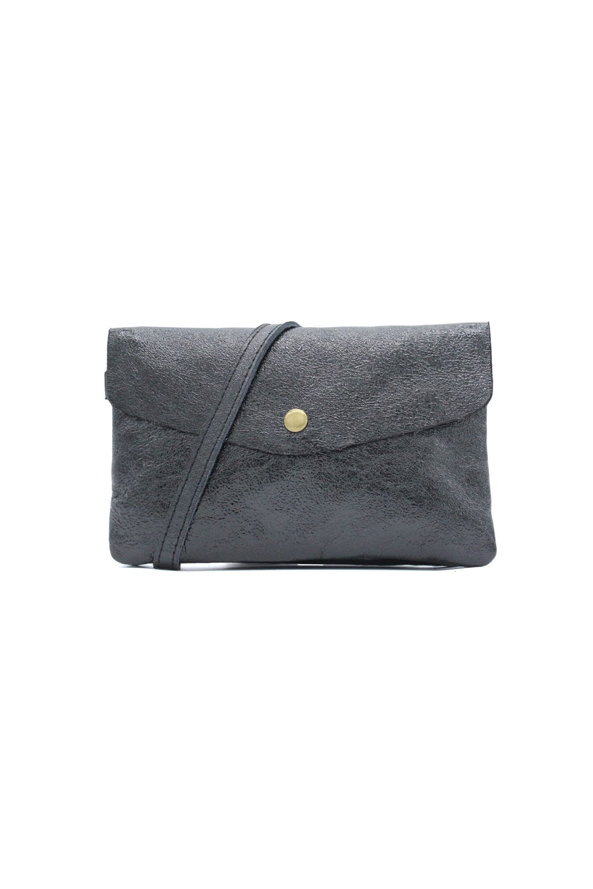Genuine Leather Small Crossbody Purse with Double Compartments - Black image