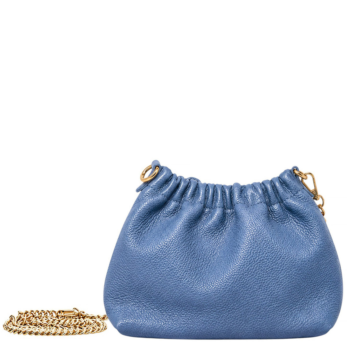 Elegant Genuine Italian Grained Leather Pouch Clutch Bag - BLUE image