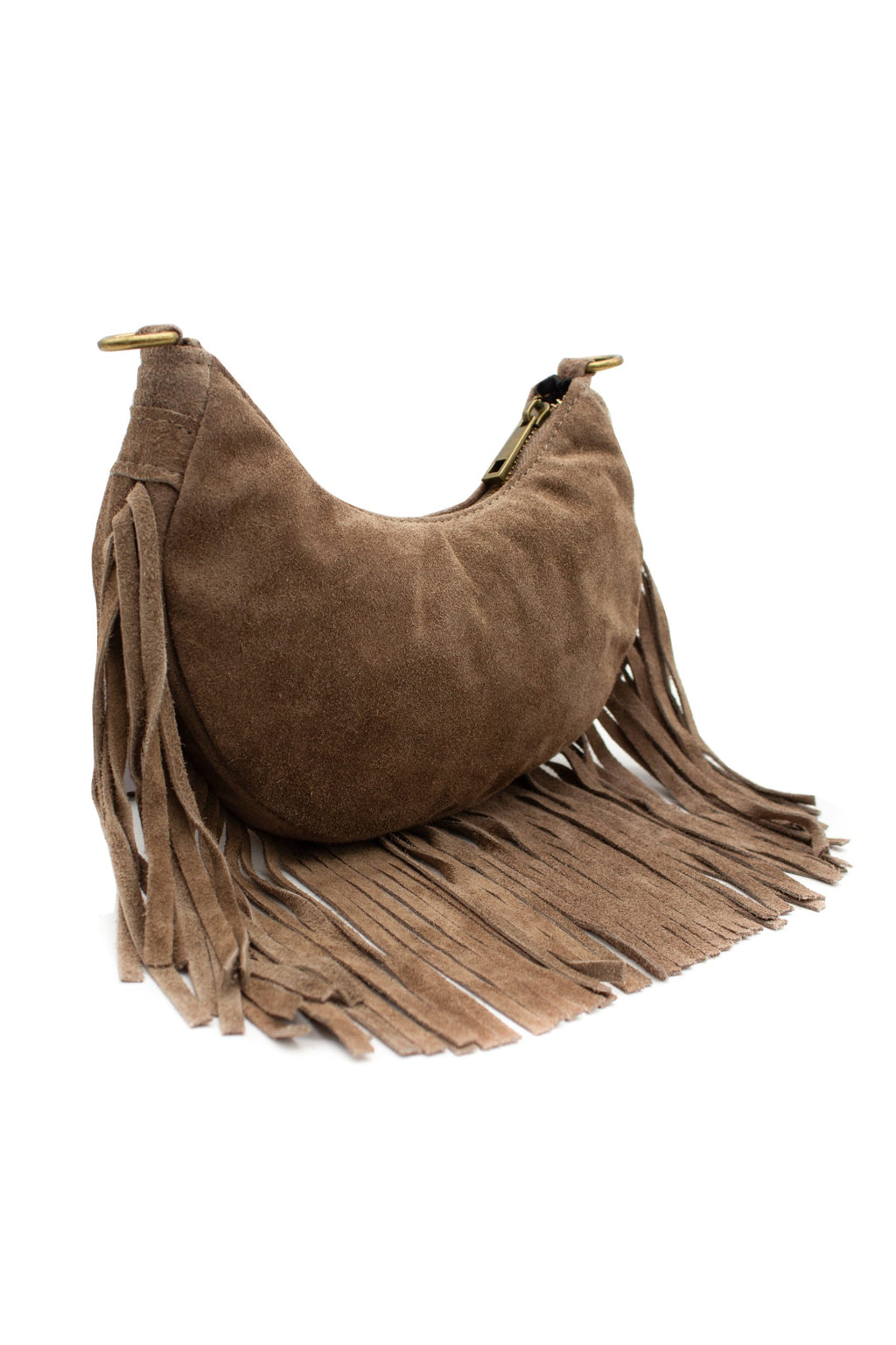 Small Genuine Italian Suede Fringed Crossbody Shoulder Bag image 4