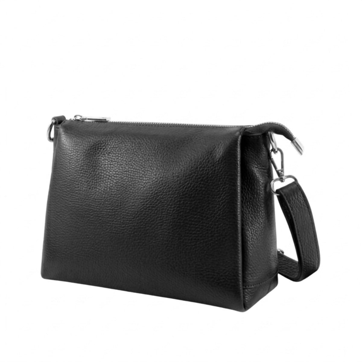 Genuine Leather Multi-Compartment Small Shoulder Handbag - BLACK image