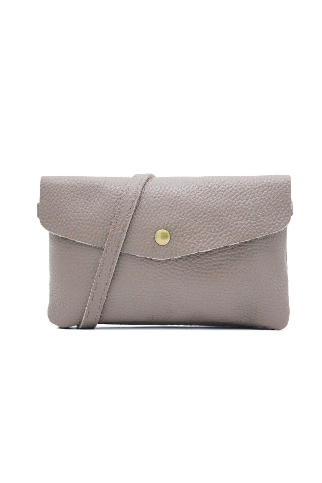 Genuine Leather Small Crossbody Purse with Double Compartments - Taupe image