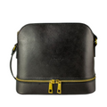 Stylish Zipper Detail Genuine Leather Crossbody Bag - BLACK image