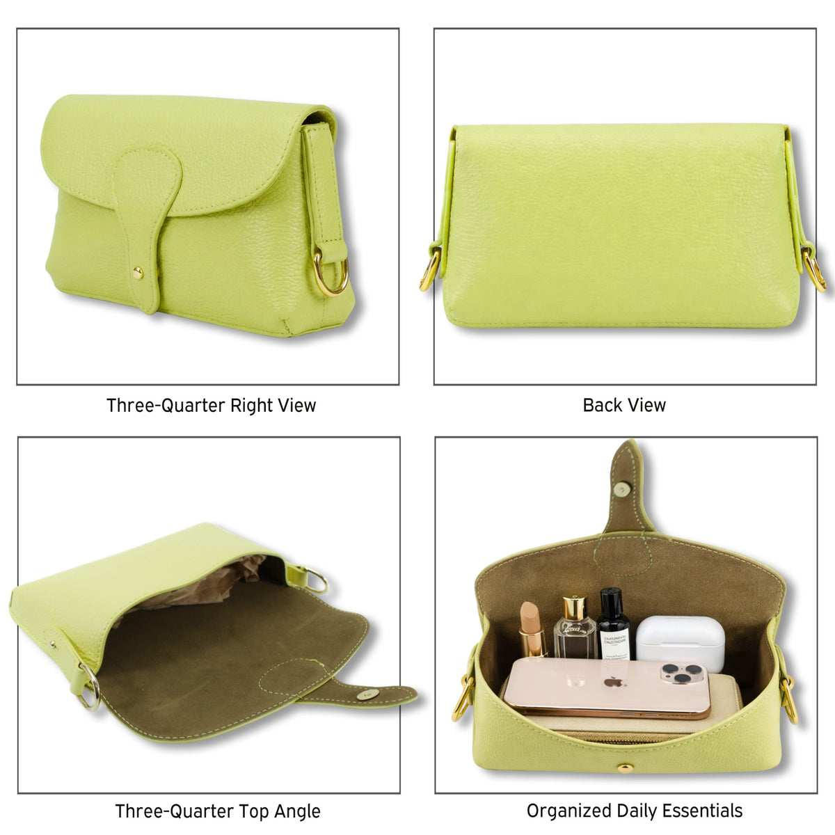 Genuine Leather Magnetic Flap Small Crossbody Handbag image 2