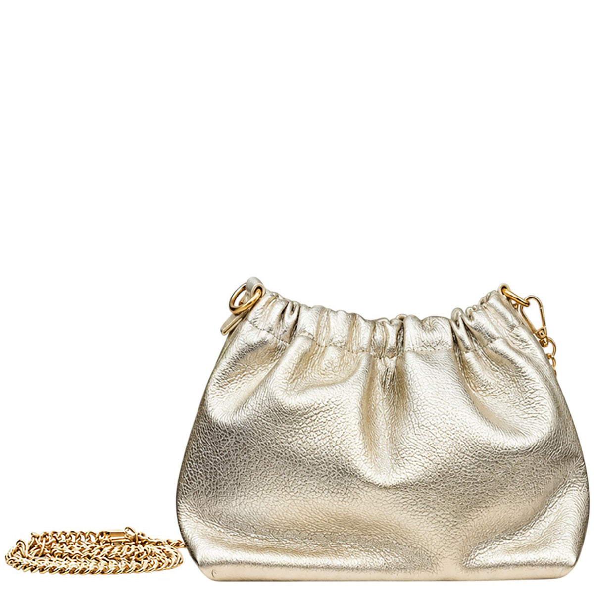 Elegant Genuine Italian Grained Leather Pouch Clutch Bag - GOLD image