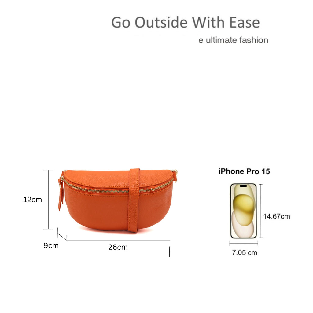 Minimalist Genuine Leather Sling Crossbody Bag with Zippered Closure image 1