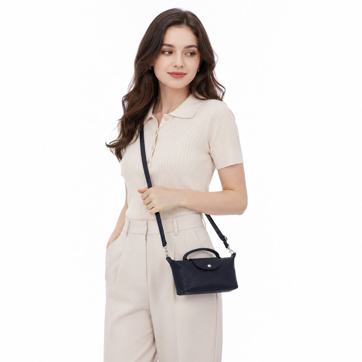 Italian Leather Top Handle Mini Crossbody Shoulder Handbag image 3