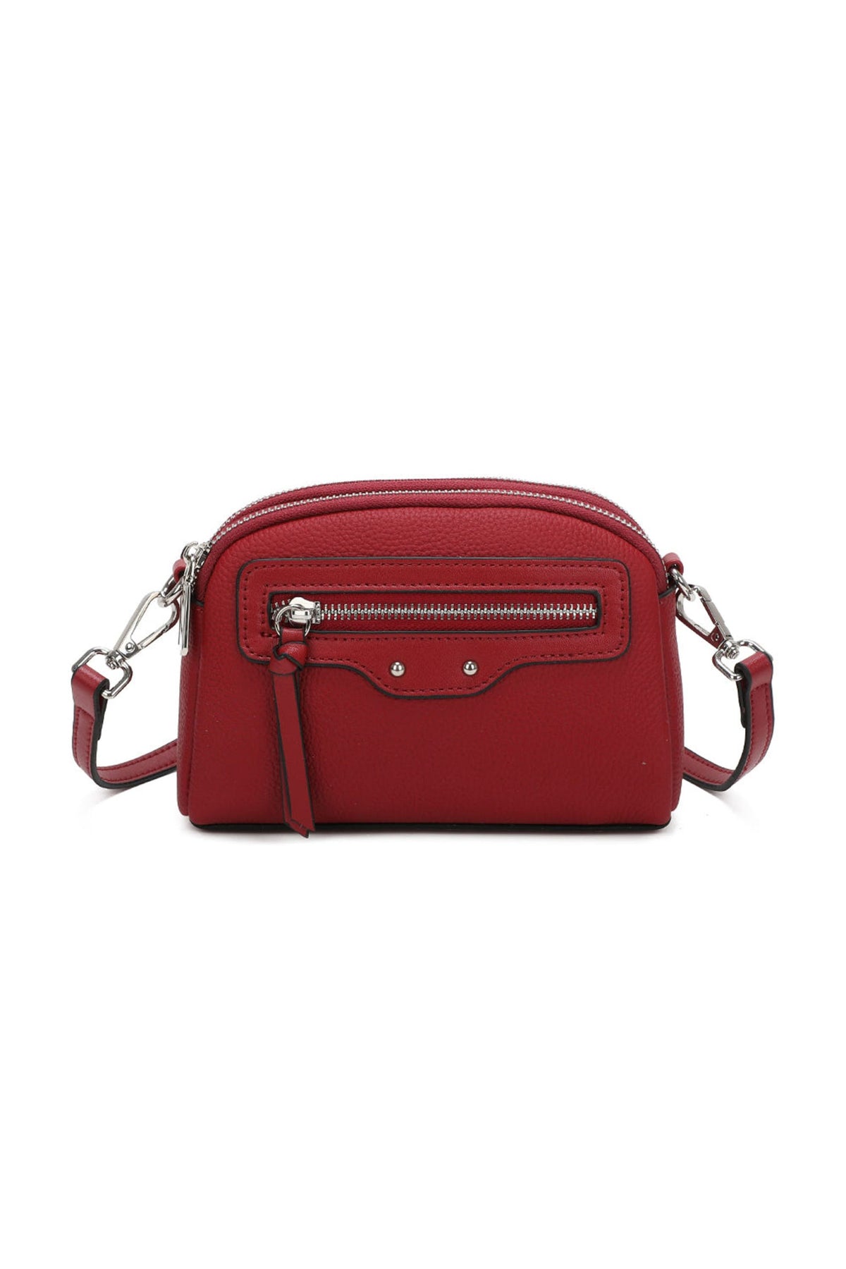 Genuine Leather Small Travel Crossbody Shoulder Bag - RED image
