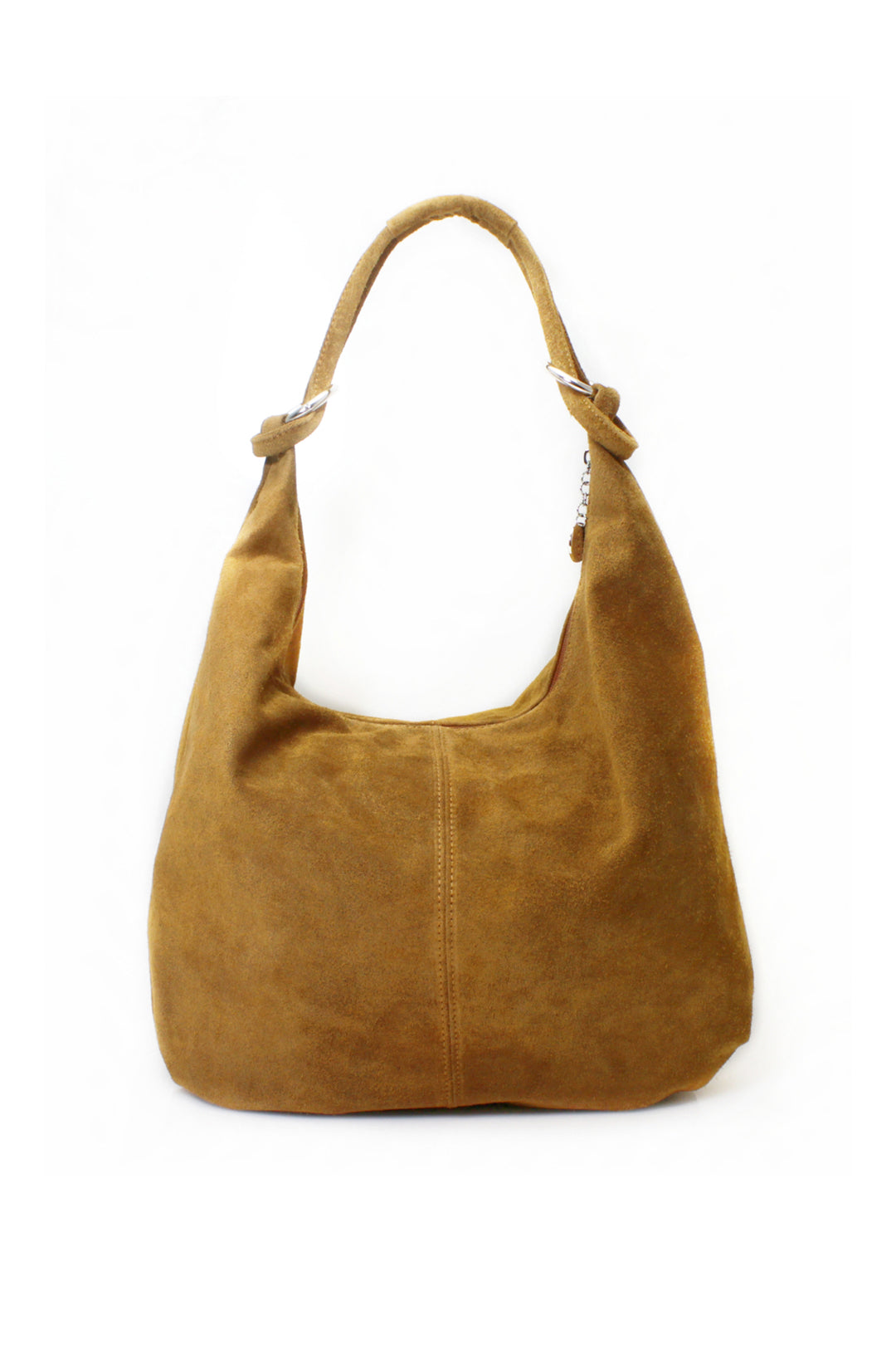 Large Slouch Italian Suede Leather Hobo Tote Bag - Brown image