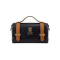 Genuine Italian Leather Structured Crossbody Mini Bag - BLACK image