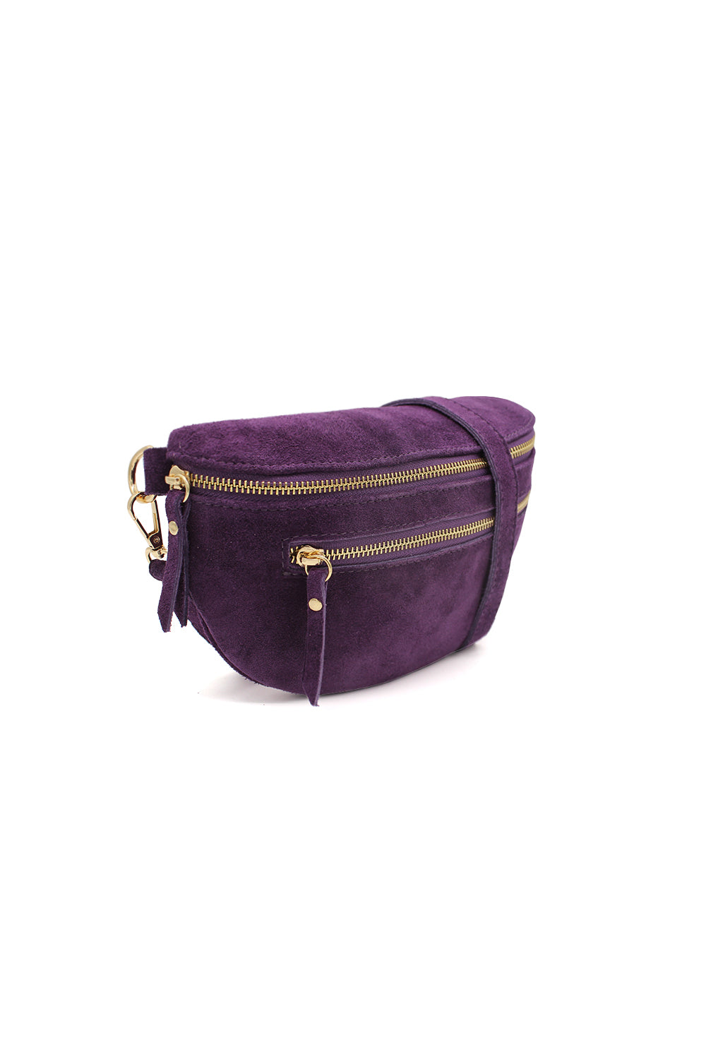 Genuine Italian Suede Sling Crossbody Bag with Dual Zipper Compartments image 2