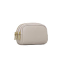 Genuine Leather Gold Tone Zippered Compact Pouch Purse - BEIGE image