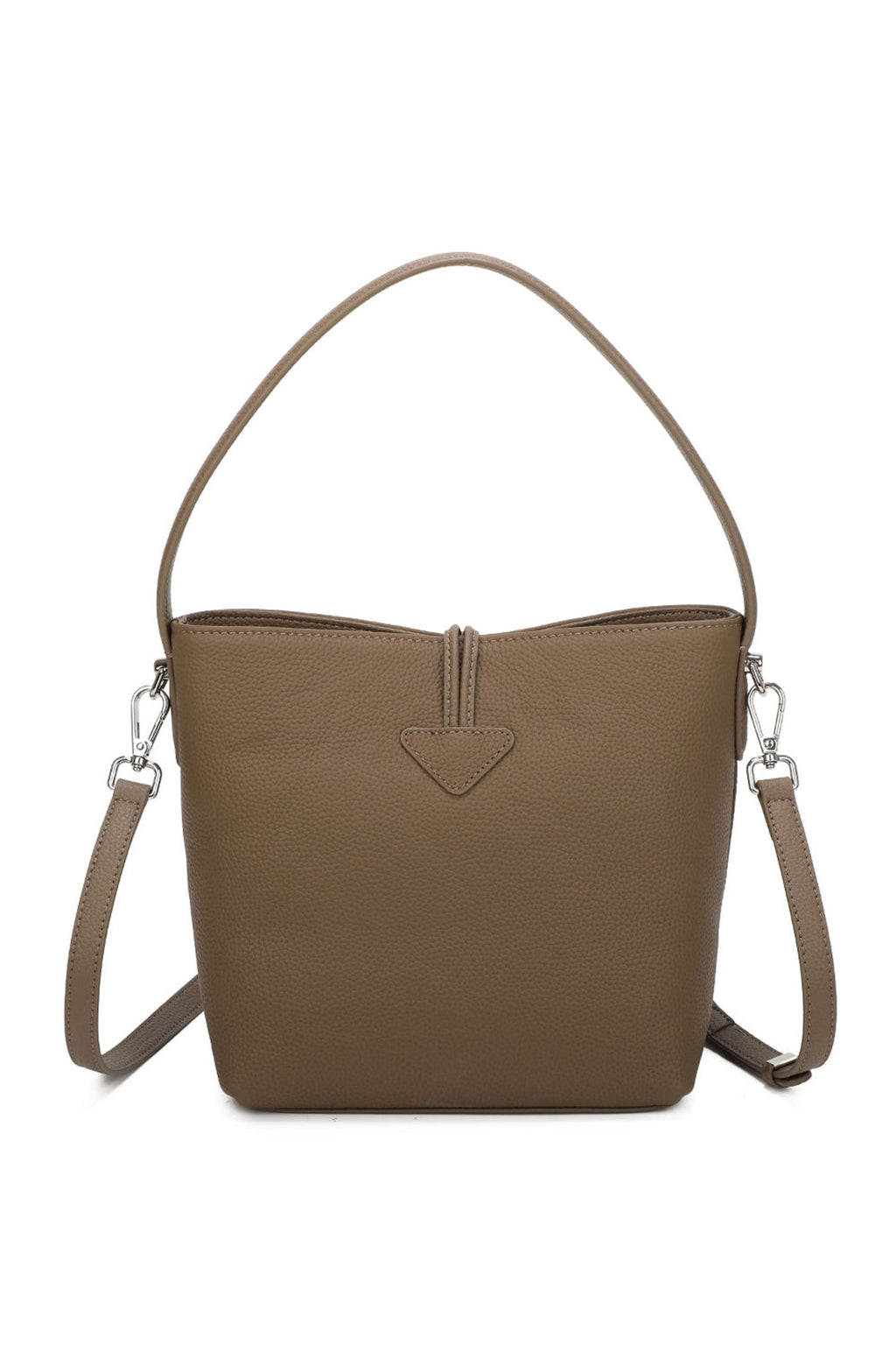 Real Leather Bucket Shoulder Handbag with Toggle Closure image 3
