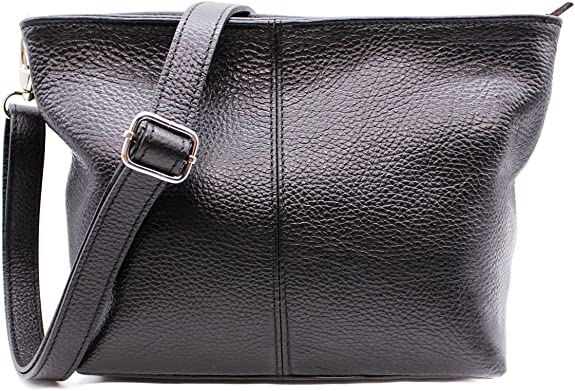 Small Genuine Practical Italian Leather Shoulder Messenger Handbag - Black image