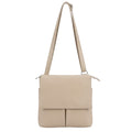 Genuine Leather Multi-Pocket Messenger Crossbody Bag - APRICOT image