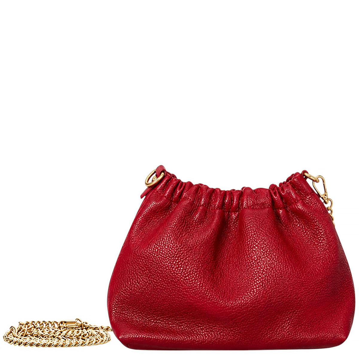Elegant Genuine Italian Grained Leather Pouch Clutch Bag - RED image