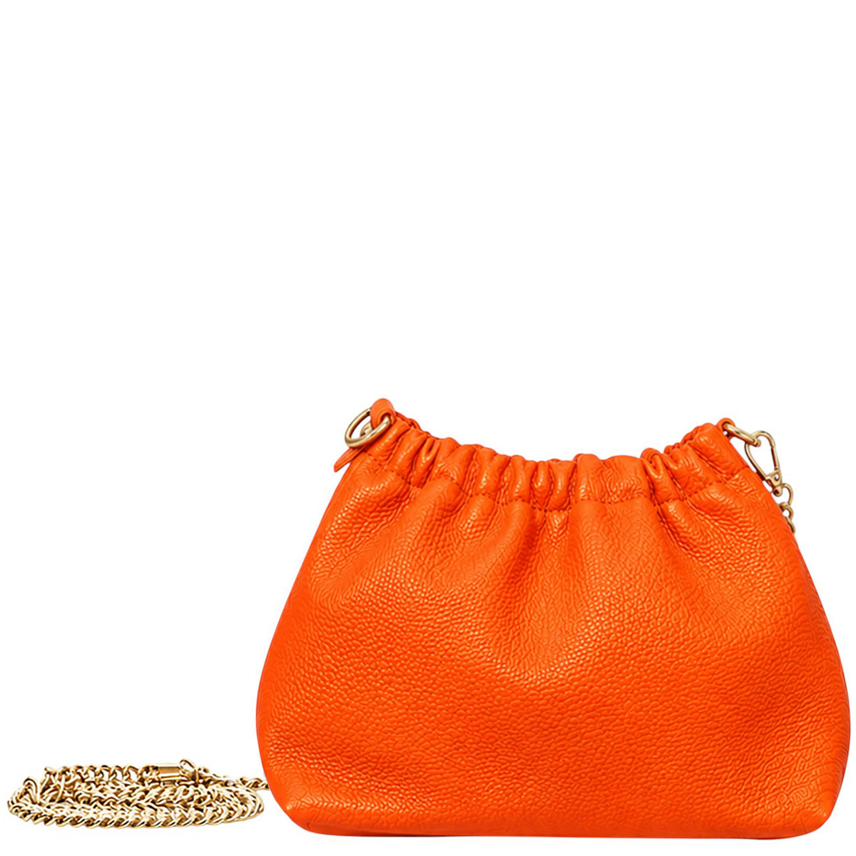 Elegant Genuine Italian Grained Leather Pouch Clutch Bag - ORANGE image