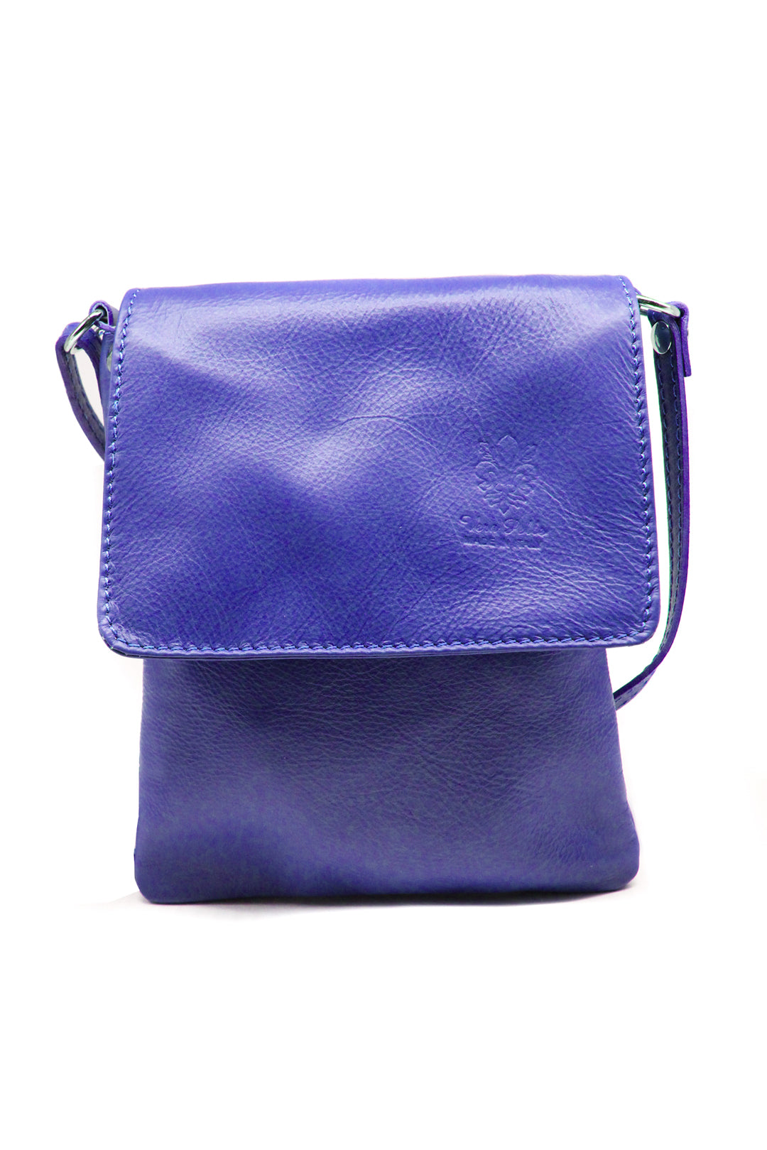 Stylish Flap Small Genuine Italian Leather Crossbody Bag - Royal Blue image