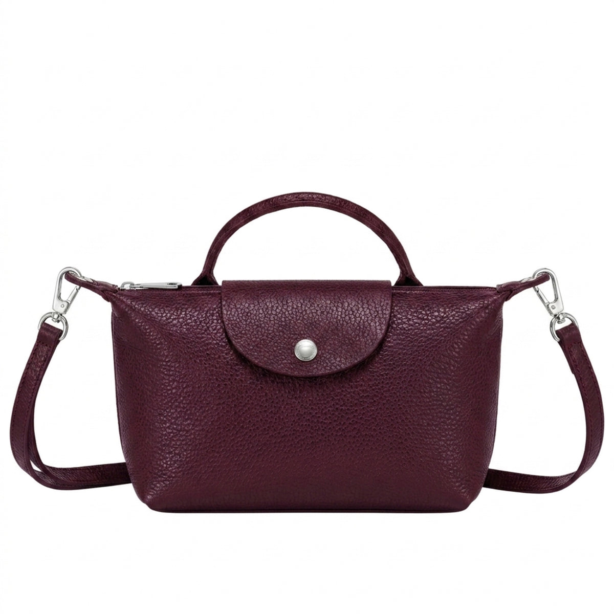 Italian Leather Top Handle Mini Crossbody Shoulder Handbag - BURGUNDY image