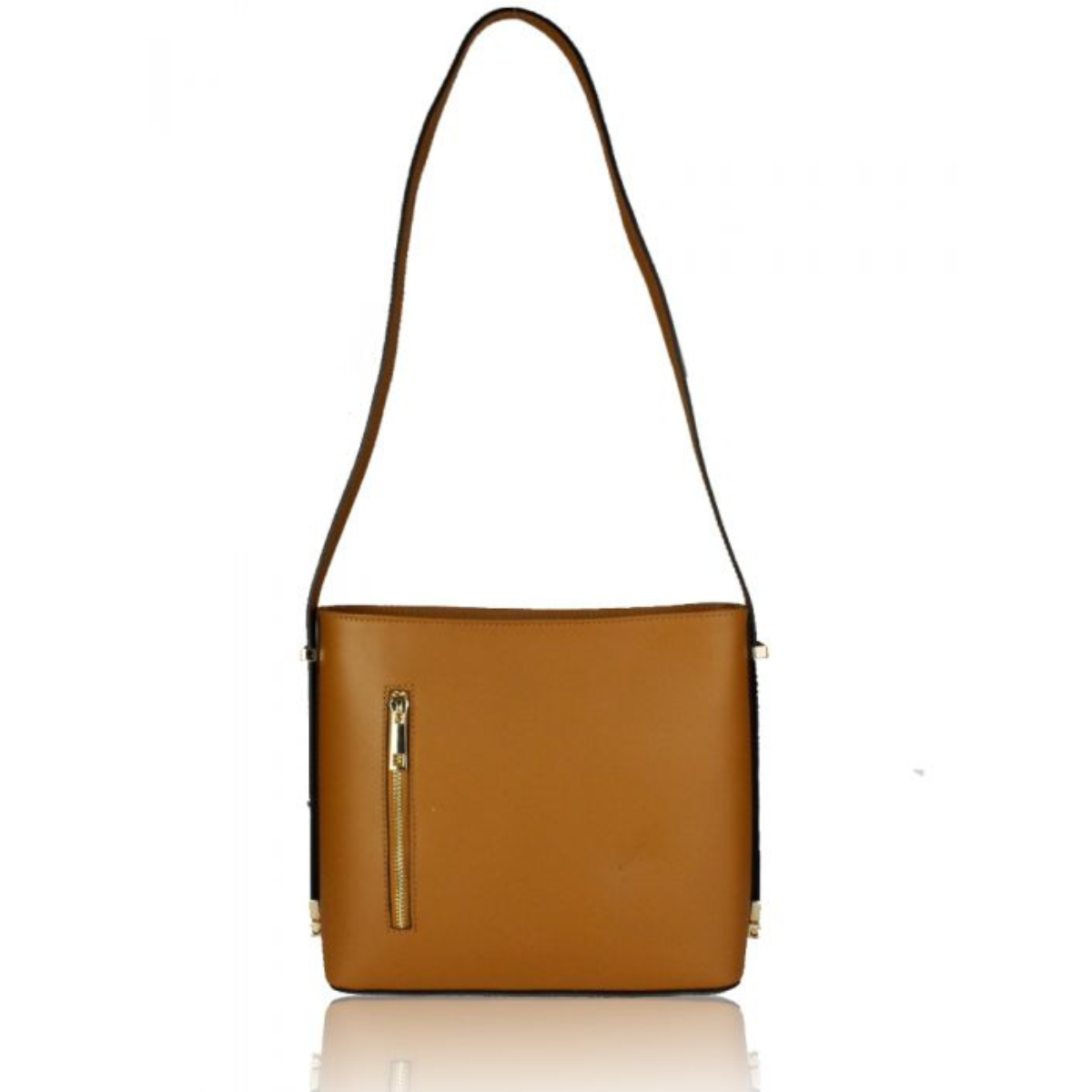 Sleek Design Minimalist Genuine Leather Crossbody Bag - TAN image