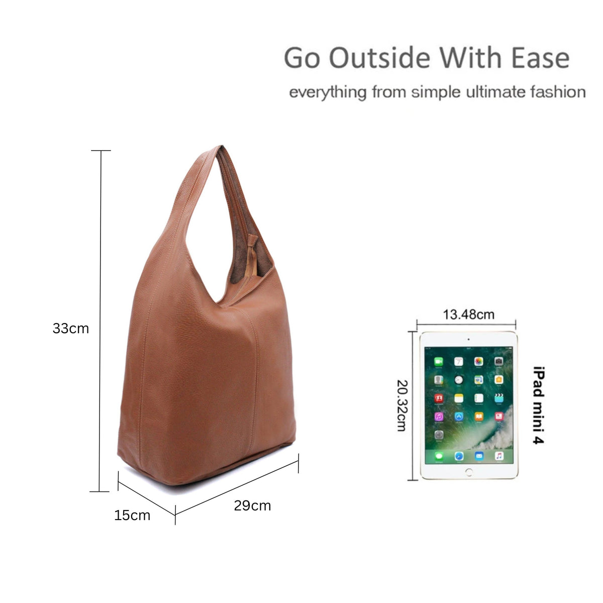 Genuine Italian Leather Minimalist Shoulder Tote Bag with Spacious Design image 1
