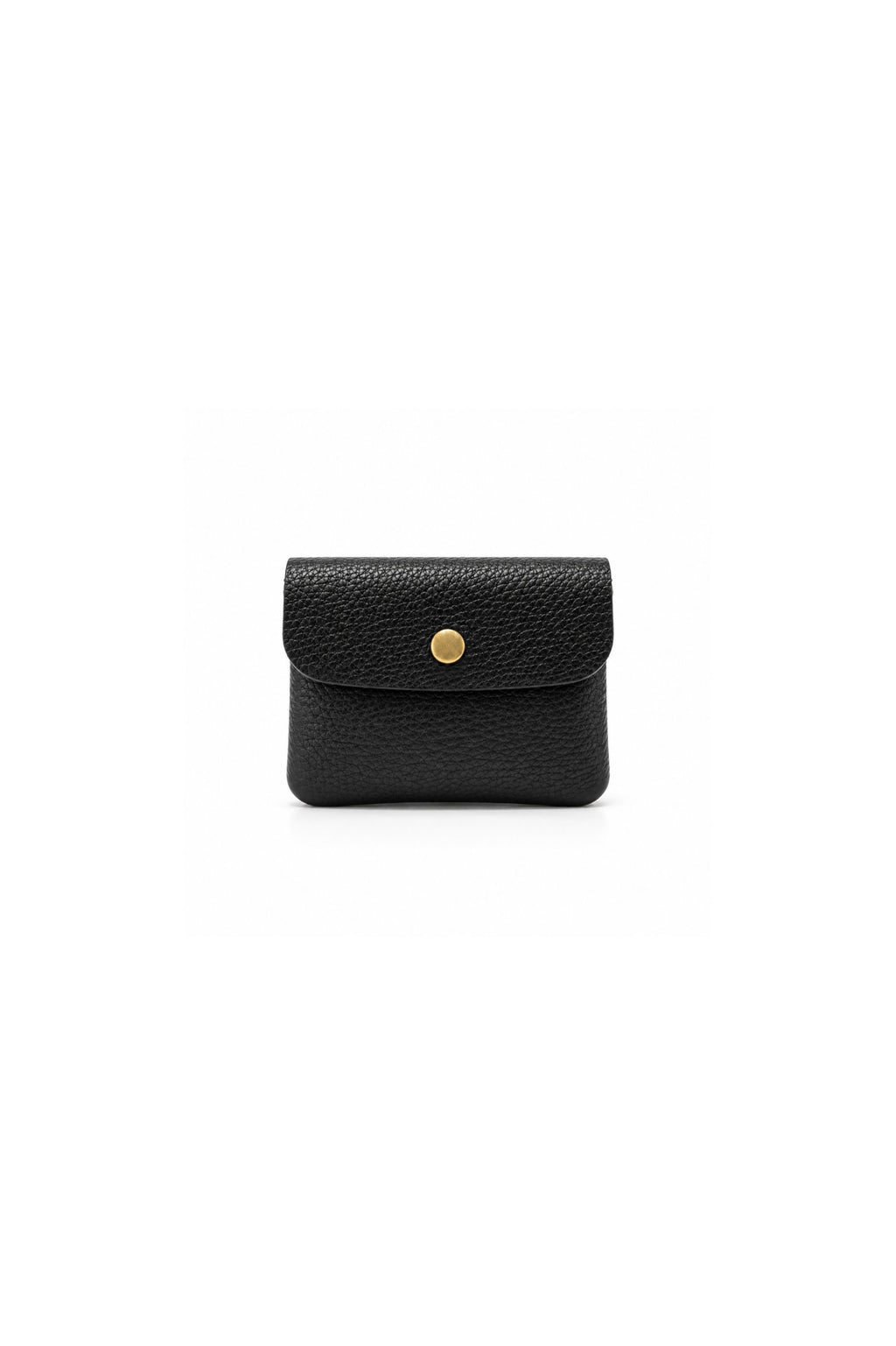Genuine Italian Leather Compact Coin Purse with Snap Closure - Black image