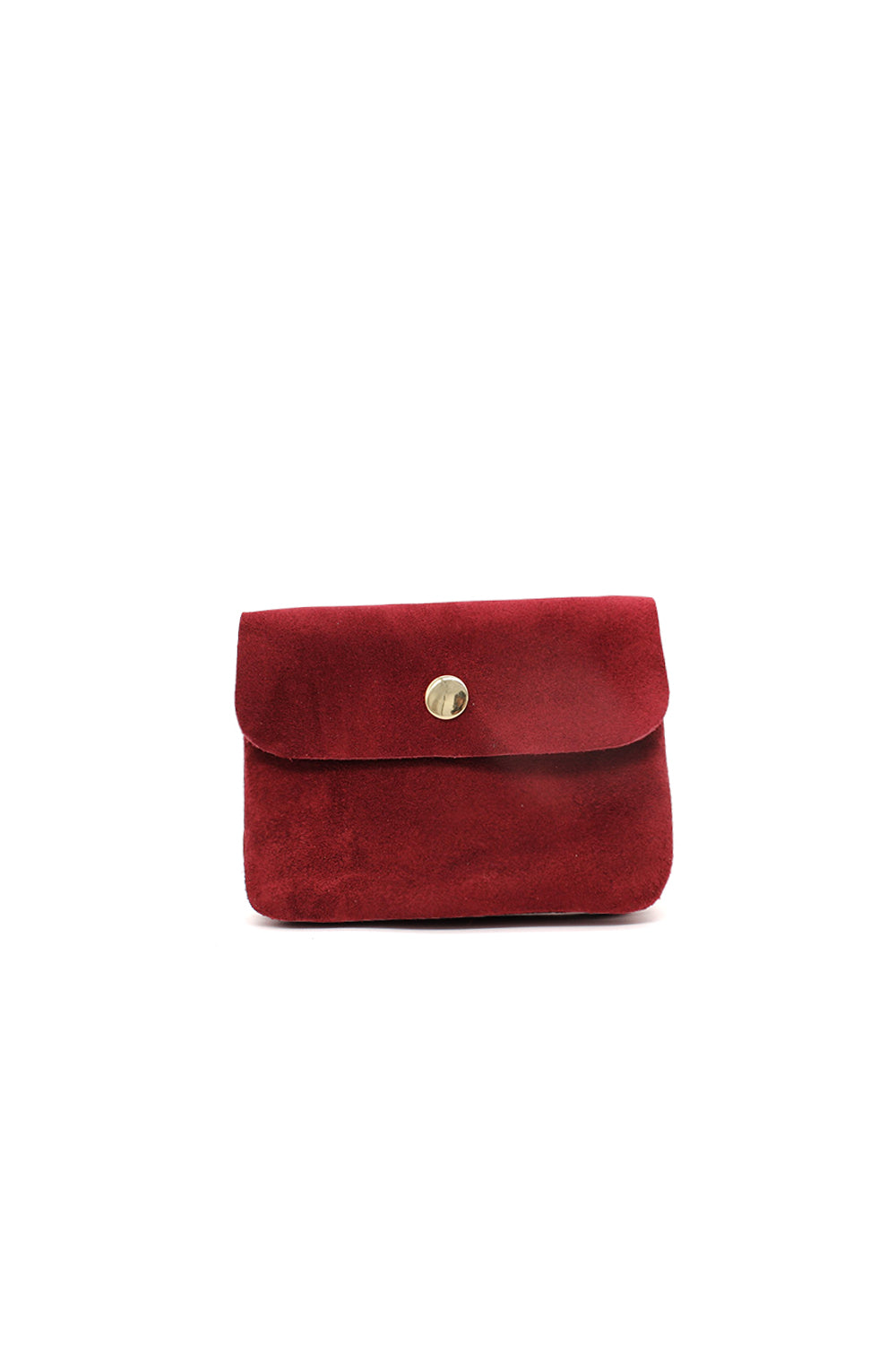 Compact Snap Button Slim Fit Italian Genuine Suede Purse - Burgundy image
