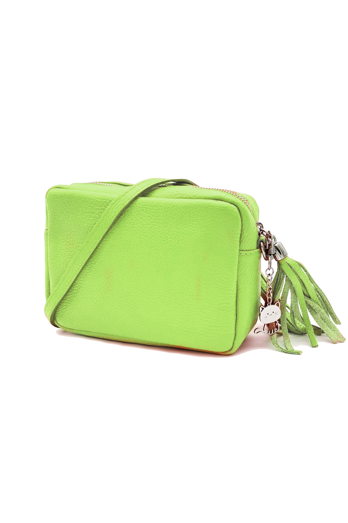 Mini Tassel Italian Genuine Leather Purse Crossbody Bag With Tassel - Lime image