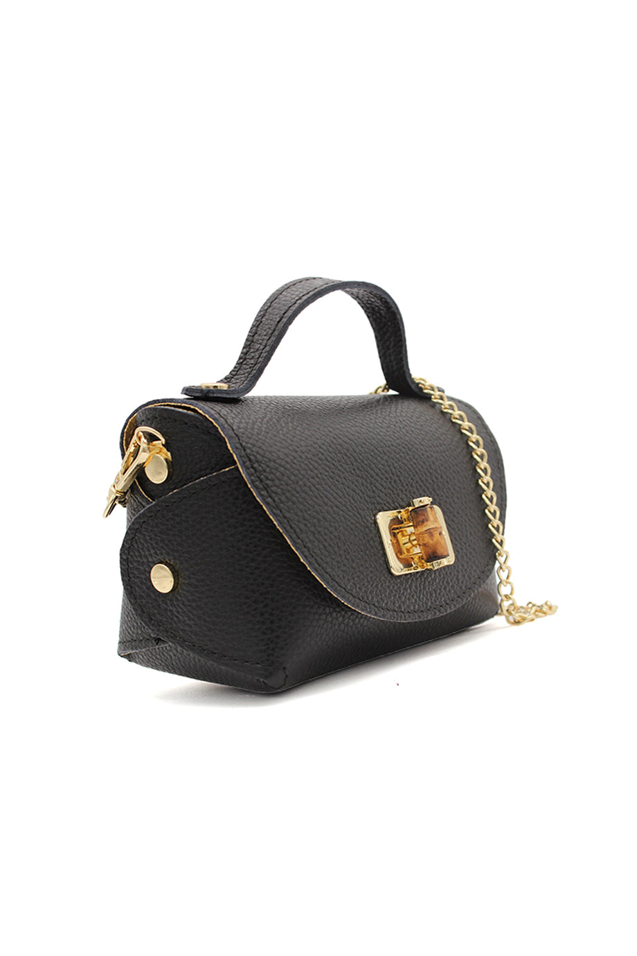 Genuine Italian Leather Crossbody Bag with Chain Strap and Twist Lock Closure image 6